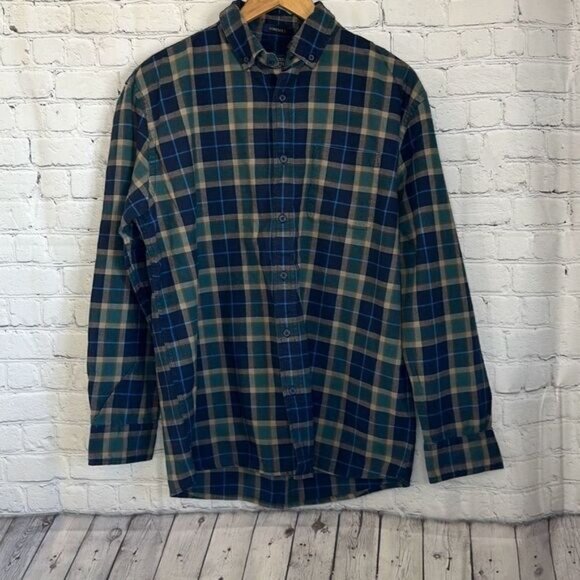 Pendleton Somerset Shirt Mens Medium Blue Green Button Up Long Sleeve Flannel - Picture 1 of 8
